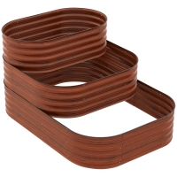 Outsunny 3-Tier Raised Garden Bed Set, Open Bottom for Plants, Brown