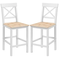 HOMCOM Counter Height Stools Set of 2, Farmhouse Bar Stools with Backs, Solid Wood Counter Stools for Kitchen Island(m-2)