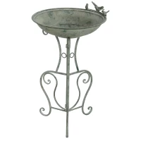 Outsunny Metal Bird Bath for Outdoors, 31" Tall Round Birdbath with Bird Statues and Decorative Stand, Freestanding Bird Feeder for Garden, Yard, Patio Decor, Bronze(m-2)