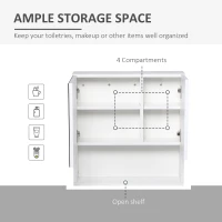 kleankin Medicine Cabinet with Mirror, Bathroom Wall Cabinet, Storage Organizer with Mirror Door, Adjustable Shelf, White(m-5)