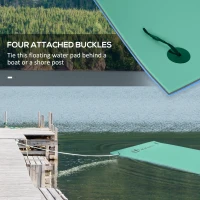 Soozier 12' x 5' Lily Pad Floating Mat with Cup Holder Table, 3-Layer Portable Roll-Up Water Mat Float Dock for 2-3 People, on Lake, River, Beach, Swimming Pool, Green(m-7)