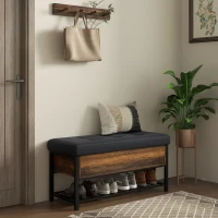 HOMCOM Shoe Storage with Seat, Upholstered Hallway Bench, Shoe Bench with Flip Top and Hidden Space for 4 Pairs of Shoes(m-8)