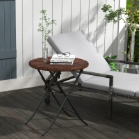 Outsunny Outdoor PE Rattan Foldable End Table, Φ23.6" x 27.6" H, Brown(m-8)