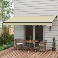 Outsunny 12' x 10' Retractable Awning, 280gsm UV Resistant Sunshade Shelter for Deck, Balcony, Yard, Beige(m-10)