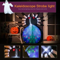 HOMCOM 5Ft Long Halloween Giant Scary Spider LED Lighted Airblown Inflatable Lawn Decoration Holiday Season Garden Decor(m-4)