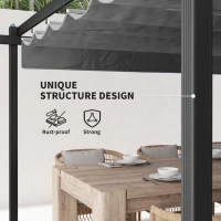 Outsunny 13' x 13' Aluminum Retractable Pergola Canopy, Outdoor Pergola for Garden, Patio, Backyard, Deck, Gray(m-5)