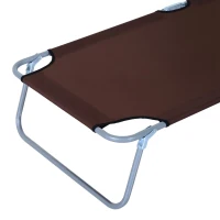 Outsunny Outdoor Lounge Chair, Adjustable Folding Chaise Lounge,  Tanning Chair with Sun Shade for Beach, Camping, Hiking, Backyard, Brown(m-10)