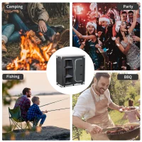 Outsunny Aluminum Camping Table, Camping Kitchen Station Cook Cupborad with 3-Shelf, Storage Organiser for BBQ Party Picnic Grey(m-6)