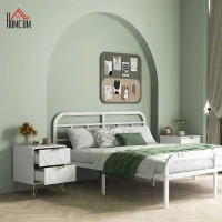 HOMCOM Modern Bedside Table, Accent Nightstand with 2 Drawers, Bed End Table for Bedroom, Living Room, White(m-1)