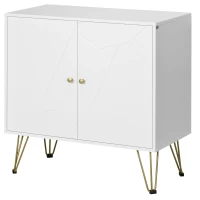 HOMCOM Freestanding Storage Cabinet with Doors, Cupboard Organization with Golden Hairpin Legs and Adjustable Shelves, White(m-11)