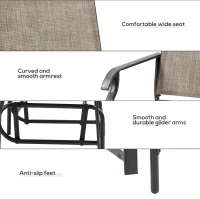 Outsunny 2 Pieces Outdoor Glider Chairs, 2 Person Glider Rocking Chair Set with Breathable Mesh Fabric, Steel Frame, Dark Brown(m-7)