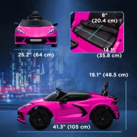 Qaba 12V Kids Electric Car Corvette Licensed w/ Remote Control, Suspension System, Music, Headlight, Slow Start, Pink(m-3)