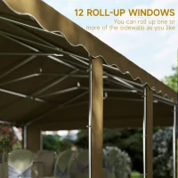 Outsunny 20' x 40' Party Tent, Outdoor Canopy Tent with Removable Sidewalls, 12 Windows for Parties, Wedding, Events, BBQ, Brown(m-5)