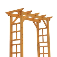 Outsunny 85" Wooden Garden Arbor for Wedding and Ceremony, Outdoor Garden Arch Trellis for Climbing Vines, Fir Wood, Orange(m-9)