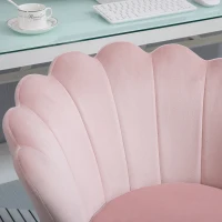 HOMCOM Adjustable Height Study Chair, Mid Back Velvet Office Chair with Swivel Wheels for Living Room, Study, Pink(m-9)