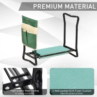 Outsunny  Garden Kneeler Seat Foldable Stool Bench 2 EVA Foam Kneeling Pad and 1 Large Tool Pouch(m-7)