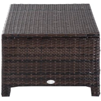 Outsunny 20" Patio Wicker Ottoman, Multipurpose Outdoor PE Rattan Footrest, Additional Seating, Side Table with Soft Cushion, Dark Brown, Cream White(m-8)