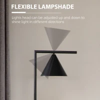 HOMCOM Floor Lamps for Living Room Bedroom Lighting, Modern Adjustable Standing Lamp, 13.75"x10.25"x60.25", Black(m-5)
