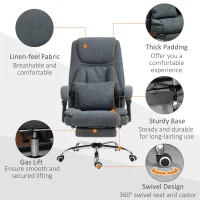 Vinsetto Massage Office Chair with Kneading, Swivel Fabric Recliner Chair with Footrest, Armrest, Grey(m-7)