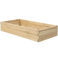 Outsunny 47" x 24" x 9" Raised Garden Bed, Outdoor Wooden Planter Box for Growing Vegetables, Flowers, Fruits, Herbs, and Succulents, Easy Assembly(m-11)