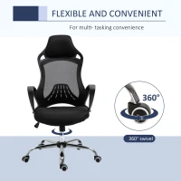 Vinsetto High Back Office Chair Mesh Desk Chair with Adjustable Backrest, Swivel Task Chair with Ergonomic Design Conference Office, Black(m-7)