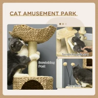 PawHut Cat Tree for Indoor Cats w/ Scratching Posts, Condo Cat Tower, Beige(m-6)