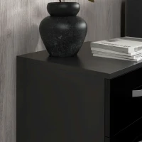 HOMCOM Bedside Table Set of 2, Modern Nightstand with Drawers and High Gloss Fronts, Night Table for Bedroom, Black(m-9)