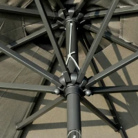 Outsunny 9ft Solar Patio Umbrella Outdoor Sunshade 24 LED Lights Tilt Canopy, Charcoal Grey(m-10)