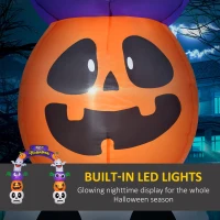 Outsunny 8ft Inflatable Halloween Archway with Pumpkins, Skulls and Ghosts, Bats and Archway Beams, and Yellow Lettering(m-4)