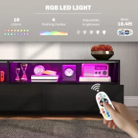 HOMCOM LED Lighted TV Stand for TVs up to 75", Modern TV Cabinet with Storage Drawers for Living Room, High Gloss Black(m-4)