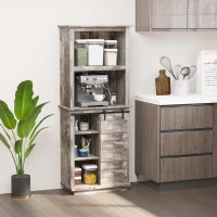 HOMCOM Freestanding Rustic Kitchen Buffet with Hutch, Pantry Storage Cabinet with Sliding Barn Door, Adjustable Shelf, Vintage Wood(m-10)