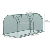 Outsunny 8' x 3' Crop Cage, Garden Plant Protector, with 3 Zippered Doors and 6 Ground Stakes, for Garden, Yard, Lawn Dark Green(m-3)