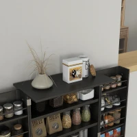 HOMCOM 41" Storage Cabinet, 2-Door Kitchen Pantry Cabinet with 5-tier Shelving, 12 Spice Racks and Adjustable Shelves, Black(m-7)