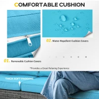 Outsunny 6 Pieces Patio Furniture Set, Conversation Set Wicker Sectional Set Cushioned Outdoor Rattan 3-Seat Sofa, 2 Adjustable Recliners, 2 Footstools & Table Set for Lawn Garden Backyard, Sky Blue(m-6)