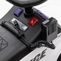 Aosom Kids Ride On Sliding Car with Hidden Under Seat Storage, Ride On Police Car for Toddler with Megaphone, Anti Dumping Device, Removable Backrest, Foot-to-Floor Design, White(m-10)