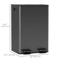 HOMCOM Dual Garbage Bin, Soft-Close Trash Can with Foot Pedal, 2 x 28 Liter Garbage Can with Removable Inner Buckets, Black(m-3)