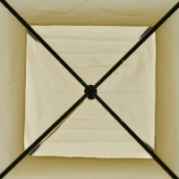 Outsunny 11' x 11' Outdoor Canopy Tent Party Gazebo with Double-Tier Roof, Steel Frame, Included Ground Stakes, Beige(m-7)