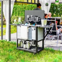 Outsunny 104 Quart Large Capacity Outdoor Cooler Cart, Patio Rolling Ice Chest with Bottle Opener Shelves Wheels, Gray(m-10)