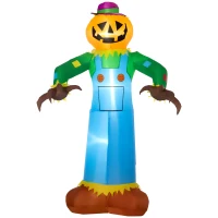 Outsunny 6' Cute Halloween Inflatables Outdoor Decorations Pumpkin Scarecrow, Blow-Up LED Yard Decor Indoor Outdoor for Garden, Lawn, Party, Holiday(m-1)