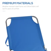 Outsunny Folding Outdoor Lounge Chair, Portable Reclining Beach Lounger with Breathable Mesh Fabric, Sun Lounge Bed Camping Cot for Patio, Garden, Poolside, Blue(m-5)