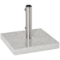 Outsunny 55 lbs Marble Square Umbrella Stand 16.5" Market Heavy Holder Base w/ Wheels, Grey(m-10)