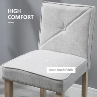 HOMCOM Bar Stools Set of 2, Upholstered Bar Height Kitchen Stools with Build-in Footrest, Solid Wood Legs, Beige(m-6)