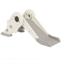 Qaba 3 in 1 Toddler Slide, Foldable Kids Slide with Basketball Hoop, Climber, Anti-Slide Step for Ages 2-5, Cream White(m-2)