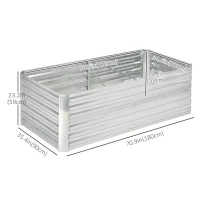 Outsunny Galvanized Raised Garden Bed, Steel Outdoor Planters with Reinforced Rods, 71'' x 35'' x 23'', Silver(m-3)
