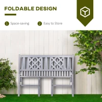 Outsunny Foldable Garden Bench, 2-Seater Patio Wooden Bench, Loveseat Chair with Backrest and Armrest for Patio, Porch or Balcony, Grey(m-5)