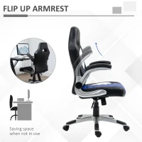 HOMCOM Racing Gaming Chair PU Leather Office Chair Executive Computer Desk Chair with Adjustable Height, Flip Up Armrest, Swivel Wheels, Blue(m-6)