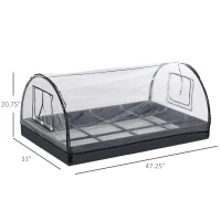 Outsunny 47" x 31" x 21" 12 Grids Garden Bed Planter Kit Box with Greenhouse with 2 Roll Up Windows Dual Use, Outdoor, PVC Cover(m-3)