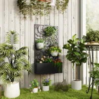 Outsunny Metal Garden Bed with Trellis for Climbing Plants, Freestanding or Wall Mounted Flower Bed for Garden, Patio, Balcony(m-2)