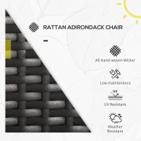 Outsunny Patio Wicker Adirondack Chair, Outdoor All-Weather Rattan Fire Pit Chair w/ Soft Cushions, Tall Curved Backrest and Comfortable Armrests for Deck or Garden, Cream White(m-4)