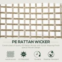 Outsunny 7 Pieces Wicker Patio Dining Set Outdoor Furniture Set with Removable Cushions, Glass Top Dining Table, PE Rattan Conversation Set for Garden Poolside Backyard, Black(m-4)